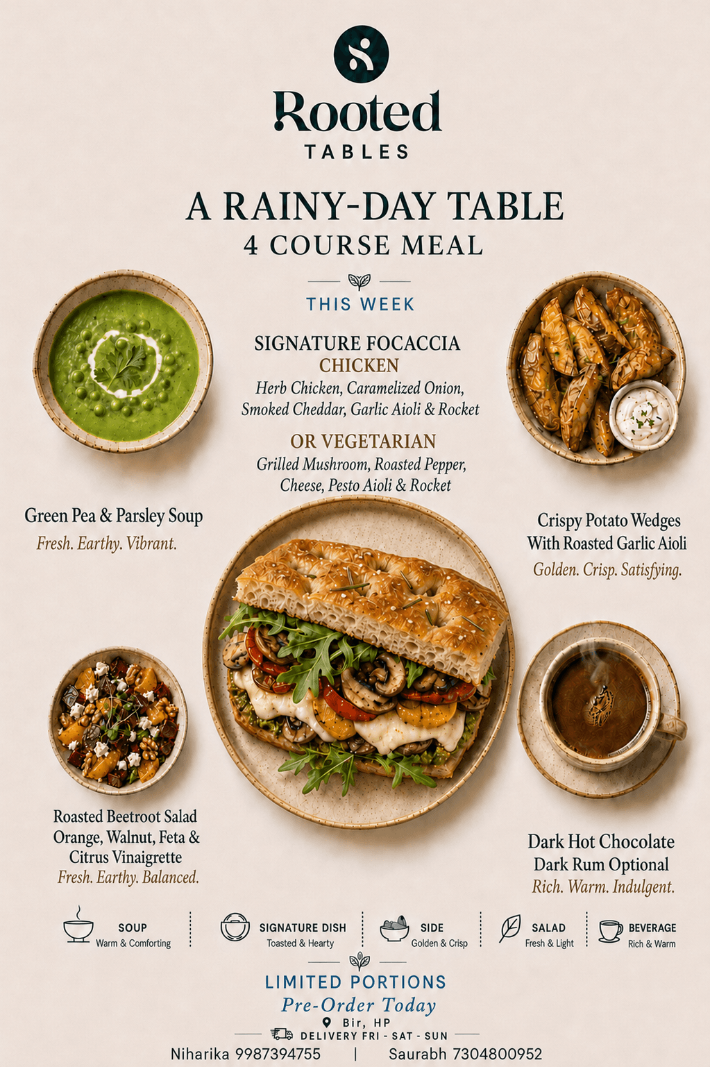 A 4 course Rainy-Day Meal